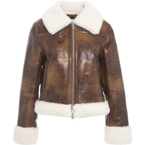 Luxuriöse Faux Fur Shearling Jacke , Damen, Größe: 2XS - STAND STUDIO - Modalova