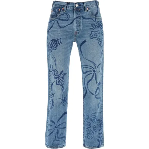 Straight Jeans,Blumenmuster Upcycled Levis 501 Jeans - Collina Strada - Modalova