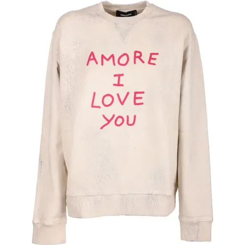 Sweatshirt, Amore I Love You , Damen, Größe: L - Dsquared2 - Modalova