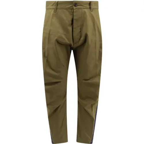 Chinos, male, , Size: L Cotton Trousers with Button Closure - Dsquared2 - Modalova