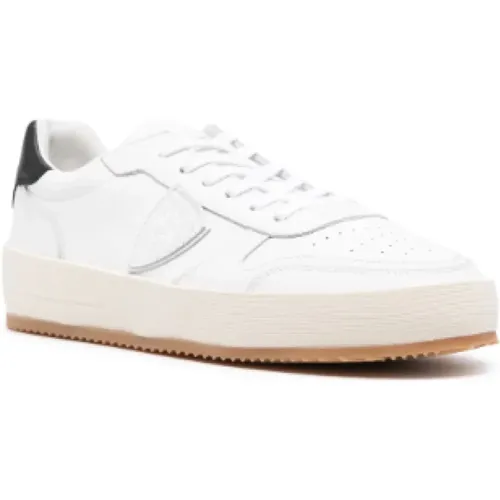 Weiße Panelled Flache Schuhe , Herren, Größe: 40 EU - Philippe Model - Modalova
