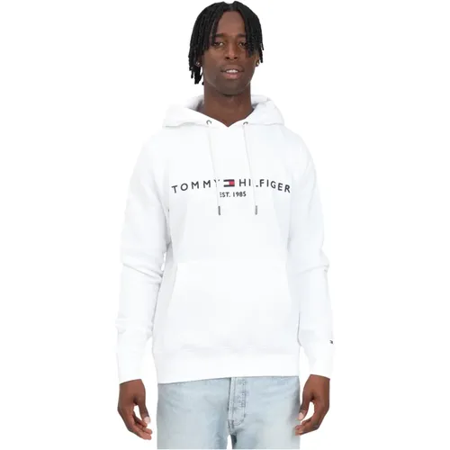 Weiße Flex Logo Hoodie Casual Pullover , Herren, Größe: XL - Tommy Hilfiger - Modalova