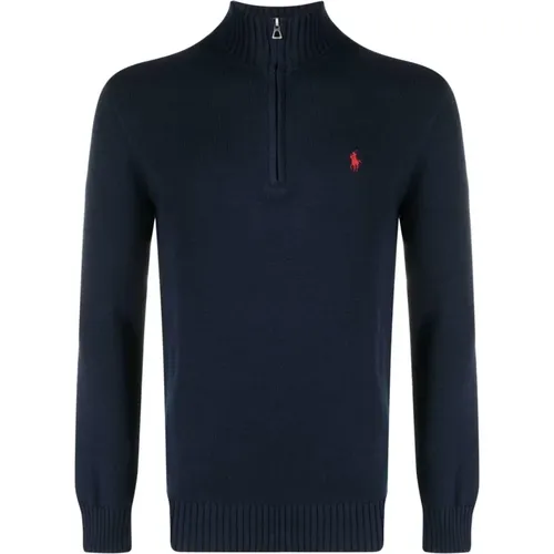 Blauer Baumwoll-Casual-Langarm-Pullover , Herren, Größe: 2XL - Polo Ralph Lauren - Modalova