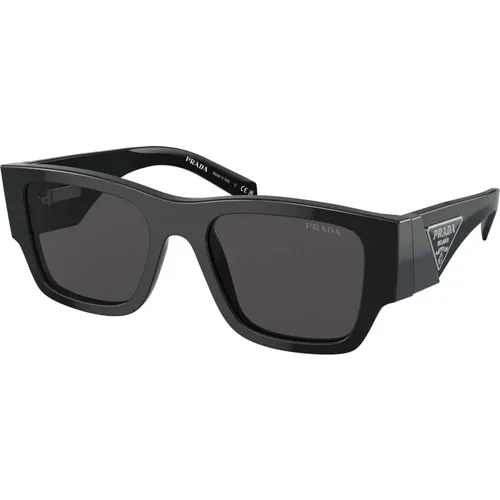 Schwarze/Dunkelgraue Sonnenbrille , Herren, Größe: 54 MM - Prada - Modalova