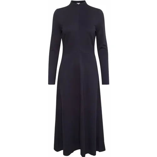 Dark Navy Dress with Long Sleeves and High Neck , female, Sizes: XS - Part Two - Modalova