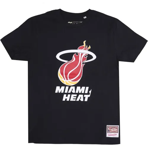 T-Shirts, male, , Size: XL Miami Heat Team Logo Tee Hardwood Classics - Mitchell & Ness - Modalova