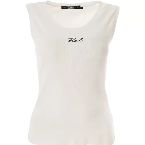Rib Tank Top Embroidered , female, Sizes: XL, L, M, S - Karl Lagerfeld - Modalova