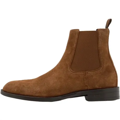 Chelsea Boots, male, , Size: 10 US Suede Round Toe Flat Boots - Hugo Boss - Modalova