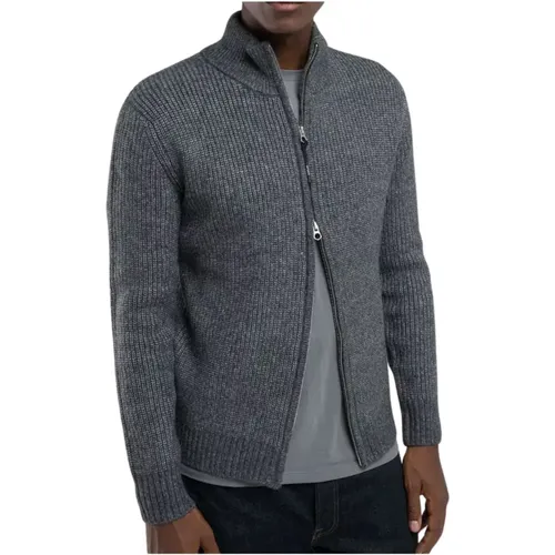 Cardigans, male, , Size: L Men's Full Zip Cardigan Sweater - Replay - Modalova