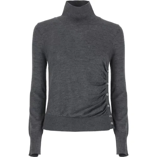 Grauer Wollpullover Hoher Kragen Lange Ärmel , Damen, Größe: XS - pinko - Modalova