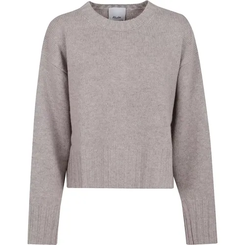 Round-neck Knitwear, female, , Size: L Neutral Sweater Aw25 - allude - Modalova