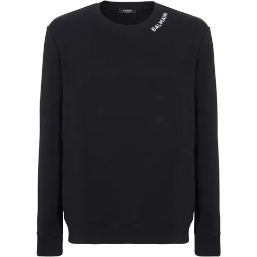 Stitch Collar Sweatshirt for Men , male, Sizes: M, L - Balmain - Modalova