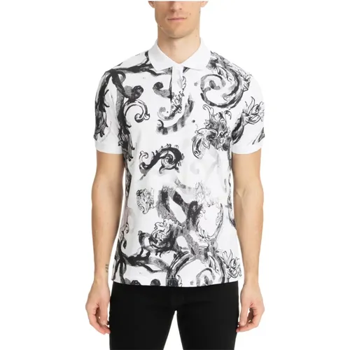 Abstract Watercolour Polo Shirt , male, Sizes: M - Versace Jeans Couture - Modalova
