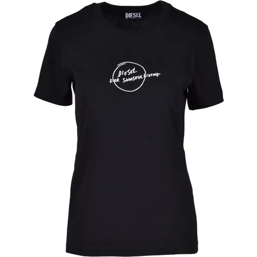 Stylish Cotton T-Shirt , female, Sizes: L, S - Diesel - Modalova