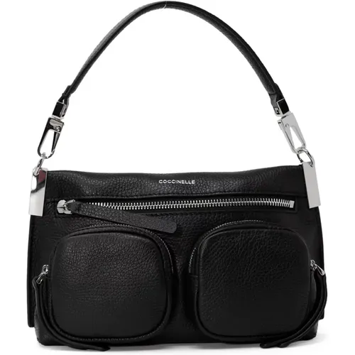 Schwarze Lederhandtasche mit Taschen - Coccinelle - Modalova