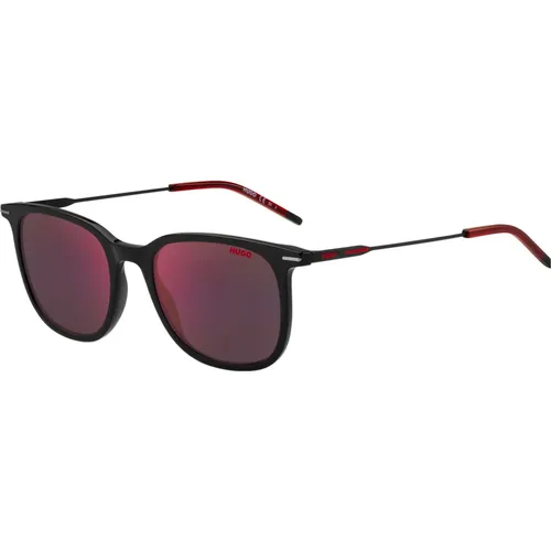 Sunglasses, male, , Size: 52 MM Black/Grey Red Sunglasses - Hugo Boss - Modalova