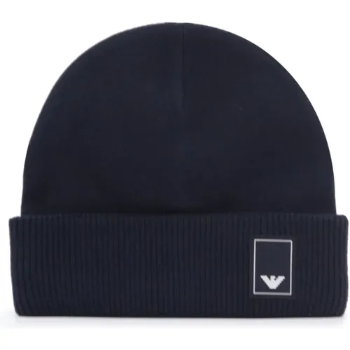 Wool Beanie Hat with Logo in , unisex, Sizes: L, M, S - Emporio Armani - Modalova