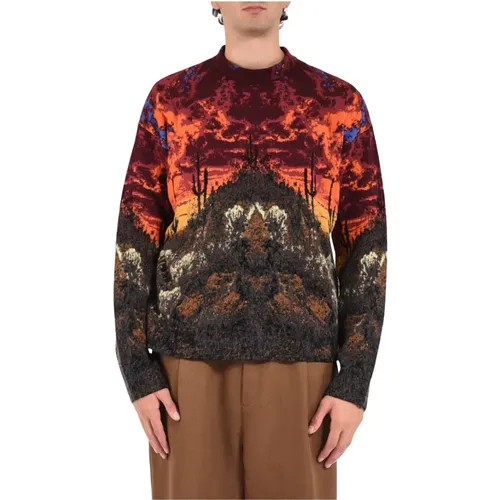 Round-neck Knitwear, male, , Size: L Desert Dream Jacquard Sweater - Laneus - Modalova