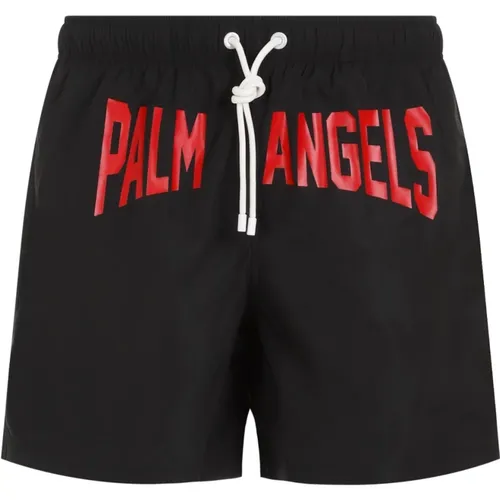 Swimshorts Elastic Waistband Red Logo , male, Sizes: S, L, XL, M - Palm Angels - Modalova
