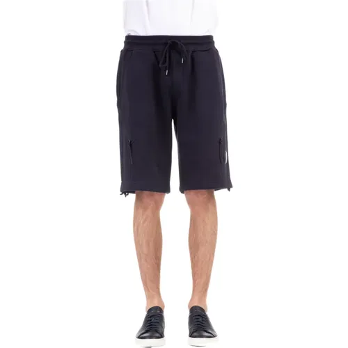 Blaue Cargo Shorts mit Kordelzug in der Taille , Herren, Größe: M - C.P. Company - Modalova