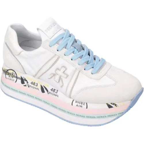 And Blue Sneakers with Platform Sole , female, Sizes: 7 UK, 8 UK - Premiata - Modalova