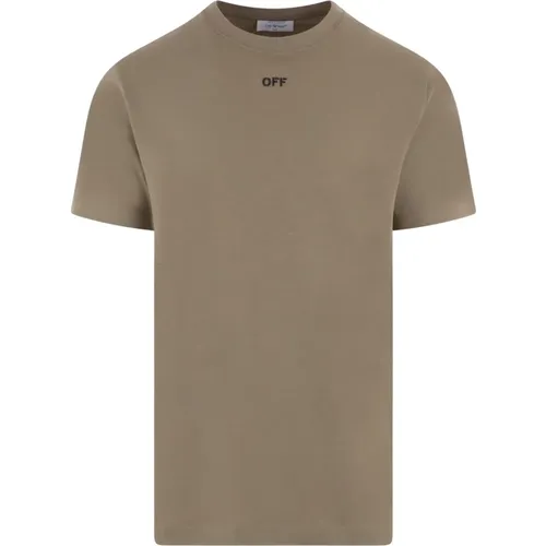 Cotton T-shirt with Off Logo , male, Sizes: M, S, XL, L - Off White - Modalova