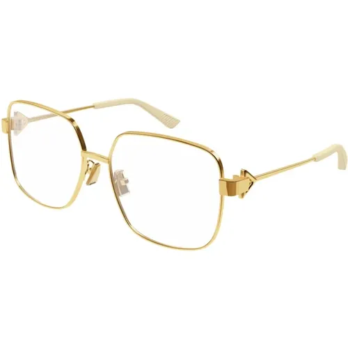 Gold Transparente Metallrahmen Brille , unisex, Größe: 56 MM - Bottega Veneta - Modalova