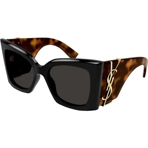 Square Blaze Sunglasses in Black Havana , female, Sizes: L - Saint Laurent - Modalova