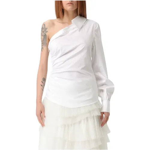 Blouses, female, , Size: M One Shoulder Top with Long Sleeve Solid Pattern - Karl Lagerfeld - Modalova