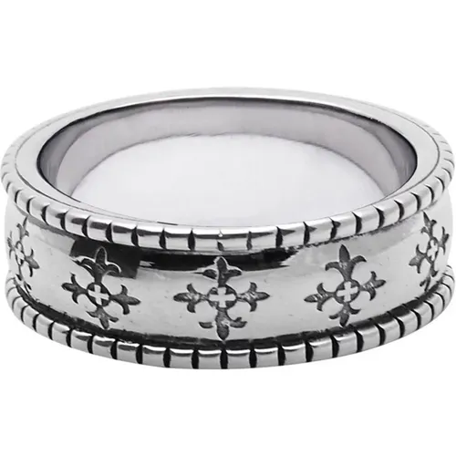 Men's Silver Cross Patterned Ring - Nialaya - Modalova