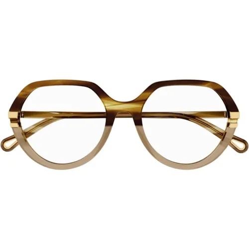 Glasses, unisex, , Size: ONE SIZE Round Frame Eyeglasses with Thin Acetate Renew Construction - Chloé - Modalova