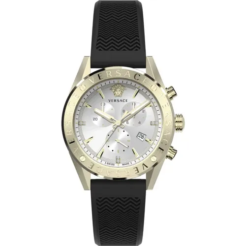 V-Chrono Chronograph Uhr Schwarz Silikon - Versace - Modalova