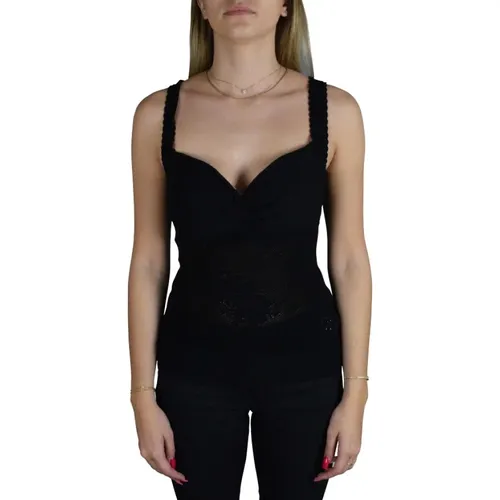 Schwarzes Top mit Trägern , Damen, Größe: M - Dolce & Gabbana - Modalova