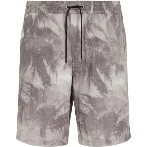 Palm Tree Print Casual Shorts , male, Sizes: 3XL, L, 2XL, XL, M - Emporio Armani - Modalova
