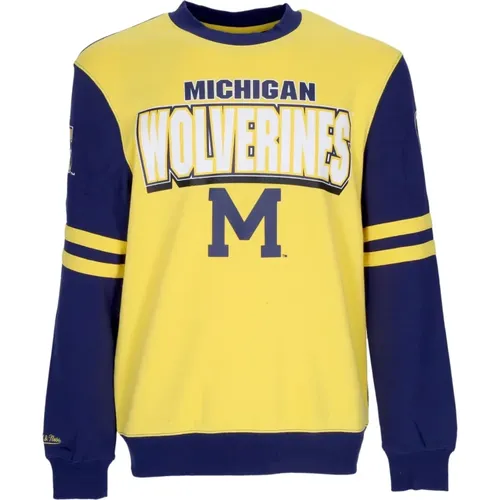 Sweatshirts, male, , Size: S Michigan Wolverines Crewneck Sweatshirt - Mitchell & Ness - Modalova