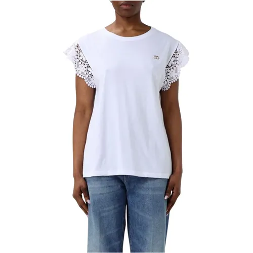 Sleeveless Tops, female, , Size: S Lace Trim T-Shirt - Twinset - Modalova