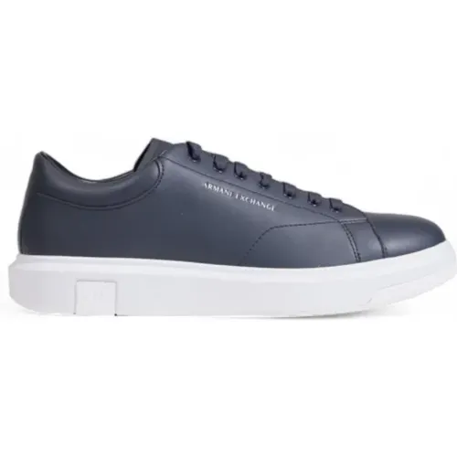 Blaue Leder Sportliche Sneakers mit Gummisohle , Herren, Größe: 40 EU - Armani Exchange - Modalova