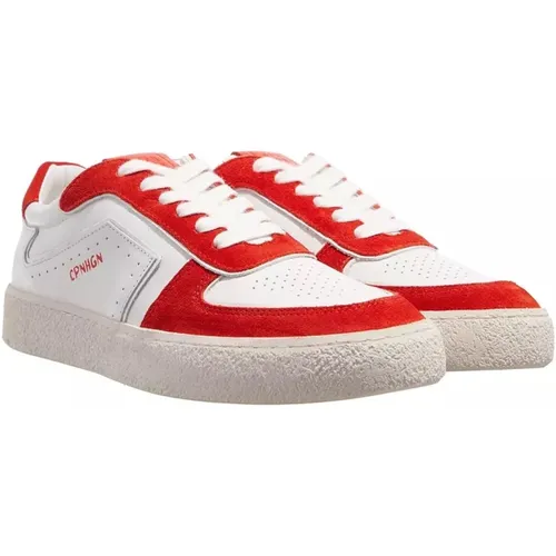 Weiß/Rot Leder Mix Sneakers , Damen, Größe: 41 EU - Copenhagen Shoes - Modalova