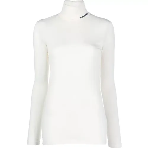 Logo Print High Neck Long Sleeve , Damen, Größe: L - Jil Sander - Modalova