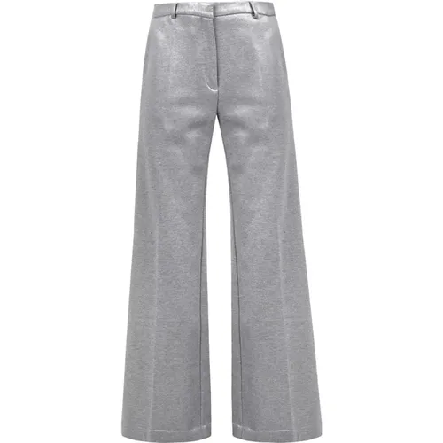 Wide Trousers, female, , Size: L Wide Laminated Cotton Trousers - Ottod'Ame - Modalova