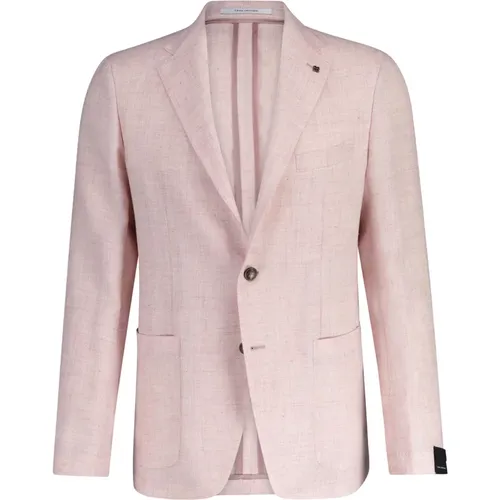 Blazers, male, , Size: M Elegant Reversible Linen Blazer - Tagliatore - Modalova