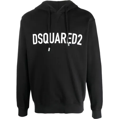 Logo-Print Cotton Hoodie , male, Sizes: 2XL, L, XL, S - Dsquared2 - Modalova