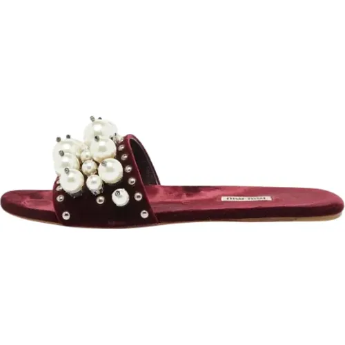 Pre-owned Flats, female, , Size: 10 1/2 US Pre-owned Velvet flats - Miu Miu Pre-owned - Modalova