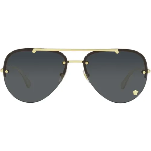 Metall Piloten Sonnenbrille mit Doppeltem Goldenem Steg - Versace - Modalova