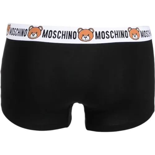 Bottoms, male, , Size: 2XL Stretch Cotton Boxers with Teddy Bear Motif - Moschino - Modalova