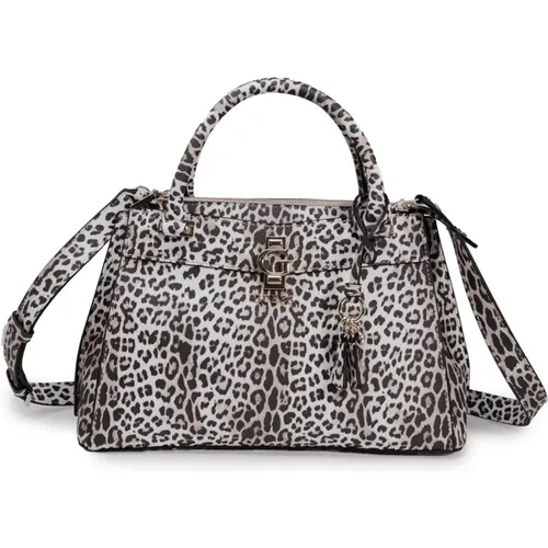 Leopardenmuster Handtasche mit Schultergurt , Damen, Größe: ONE Size - Guess - Modalova
