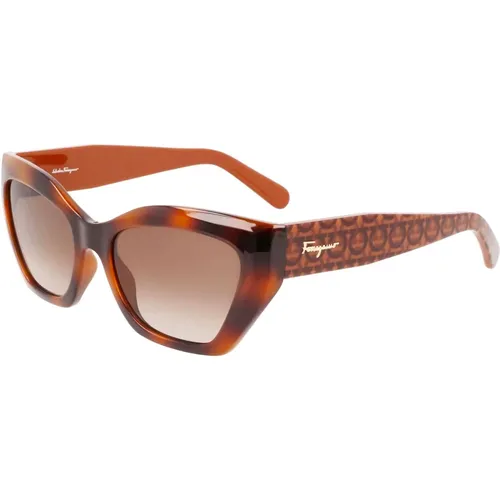 Dark Tortoise/ Havana Sunglasses Sf1043S , female, Sizes: 54 MM - Salvatore Ferragamo - Modalova