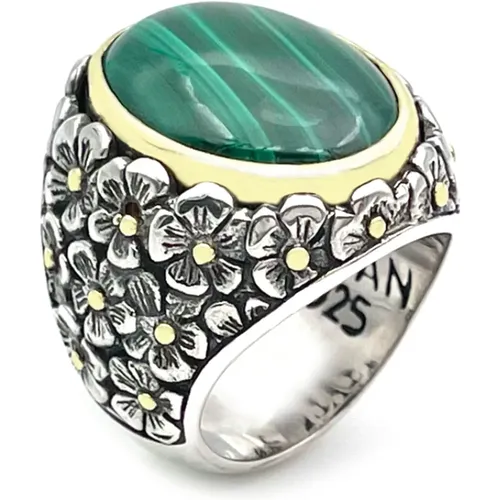 Rings, unisex, , Size: 58 MM 925 Sterling Silver Malachite Ring - Jalan Jalan - Modalova