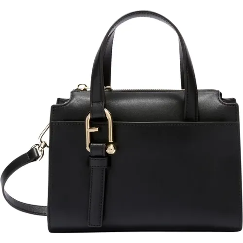 Schwarze Leder-Satchel-Handtasche - Furla - Modalova