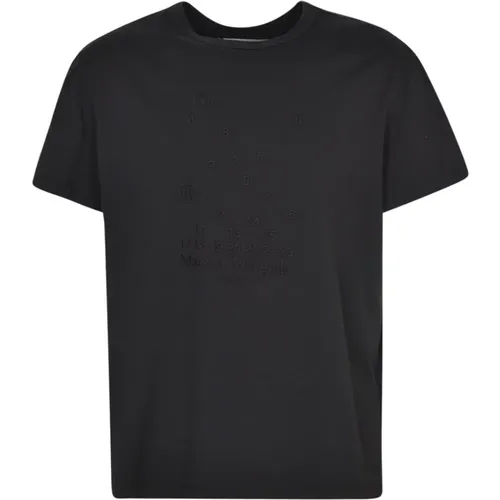 Charcoal Logo-Embroidered T-Shirt , male, Sizes: L - Maison Margiela - Modalova